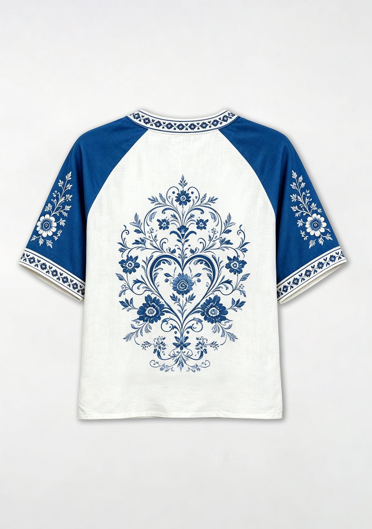 Los Angeles Dodgers Heart Floral Raglan V-Neck T-Shirt