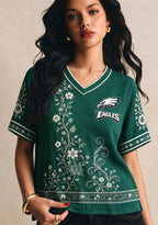 Philadelphia Eagles Floral Game Day NFL V-Neck Blouse