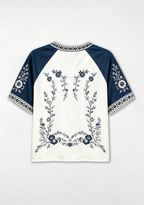 Retro Floral Heart New York Yankees Raglan V-Neck T-Shirt