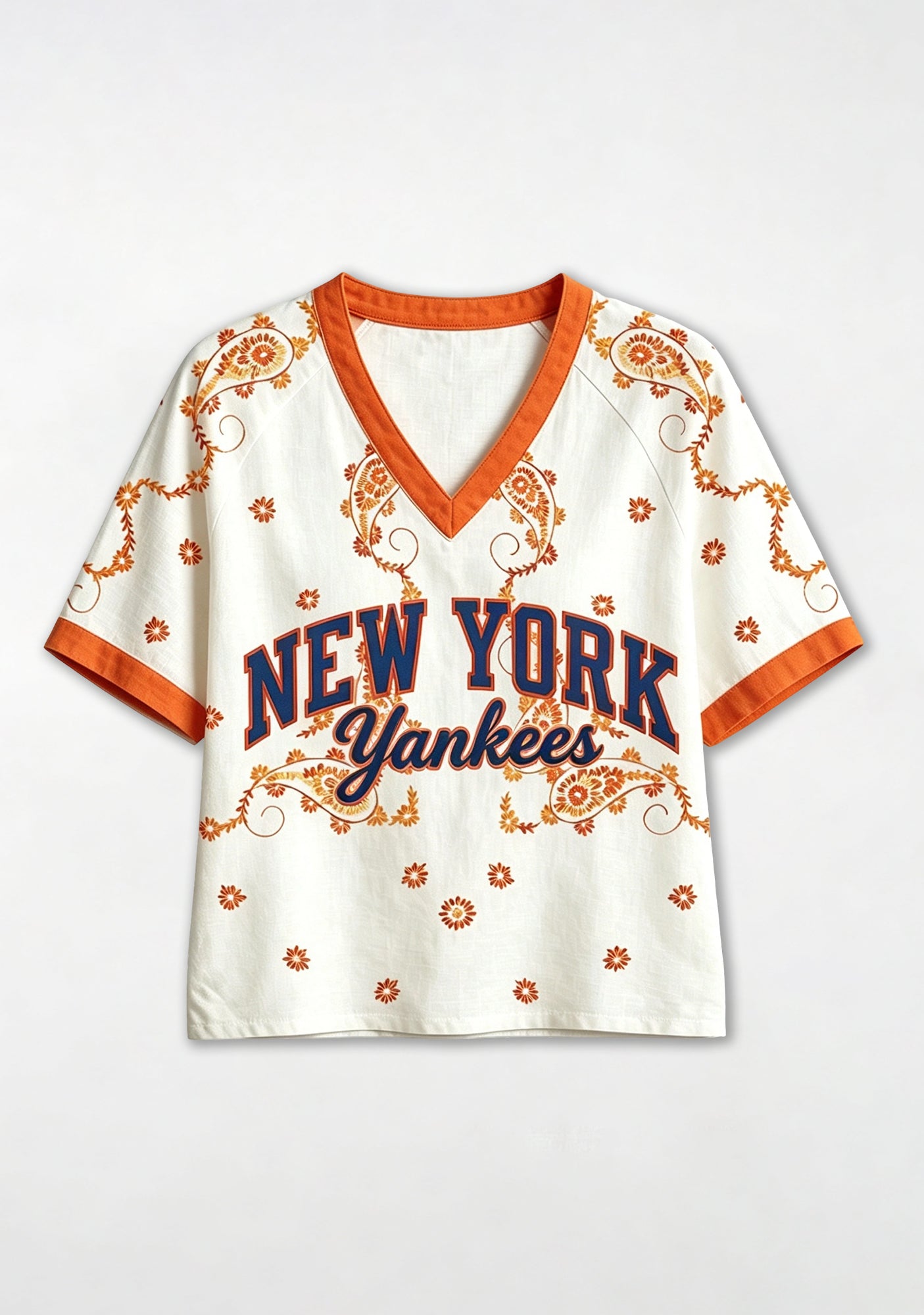 New York Yankees Vintage Floral Print V-Neck Blouse Secondary image