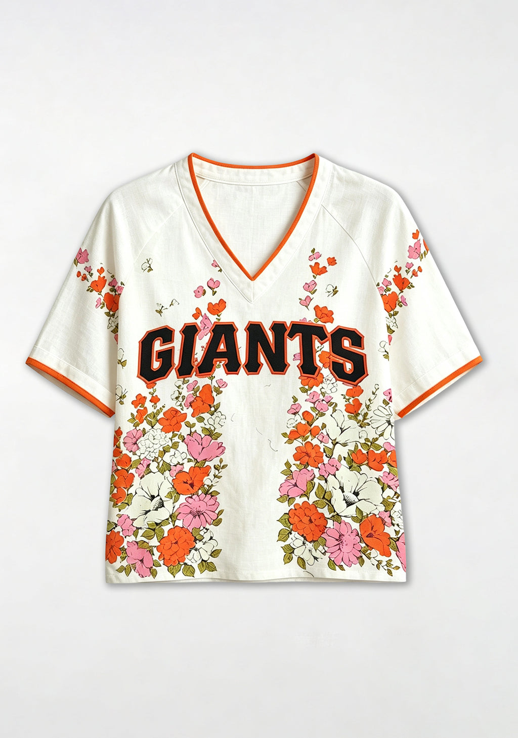 Giants Colorful Floral Print V-Neck Blouse