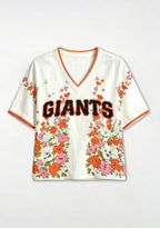 Giants Colorful Floral Print V-Neck Blouse