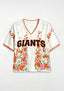 Giants Colorful Floral Print V-Neck Blouse