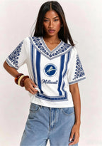 Boho Millwall Club V-Neck Blouse