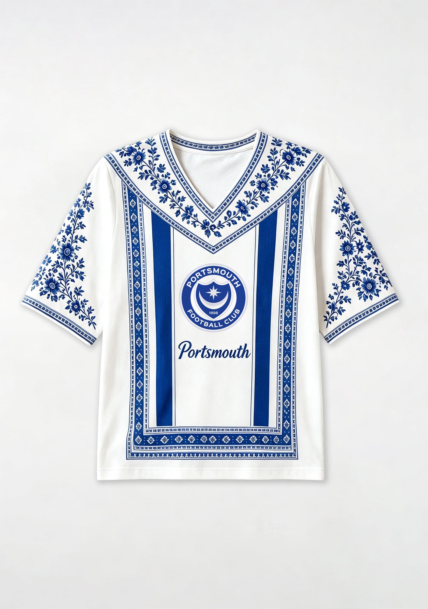 Boho Portsmouth Bohemian Blue Floral V-Neck Blouse Secondary image