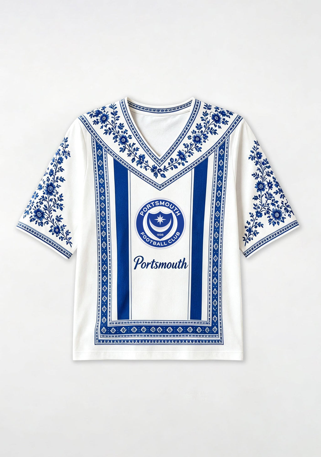Boho Portsmouth Bohemian Blue Floral V-Neck Blouse