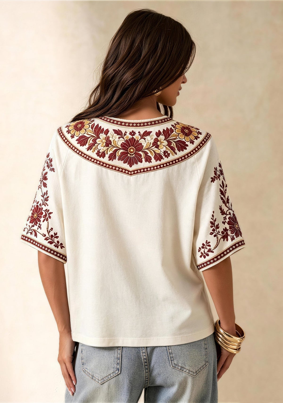 Washington Commanders Floral Border V-Neck Blouse