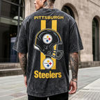 Pittsburgh Steelers Mineral Helmet Logo Washed Tee