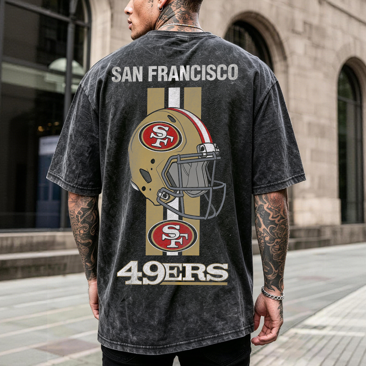 San Francisco 49ers Helmet Graphic Washed Tee