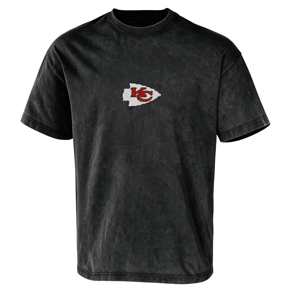 Kansas City Chiefs Helmet Logo Front Back Washed Tee