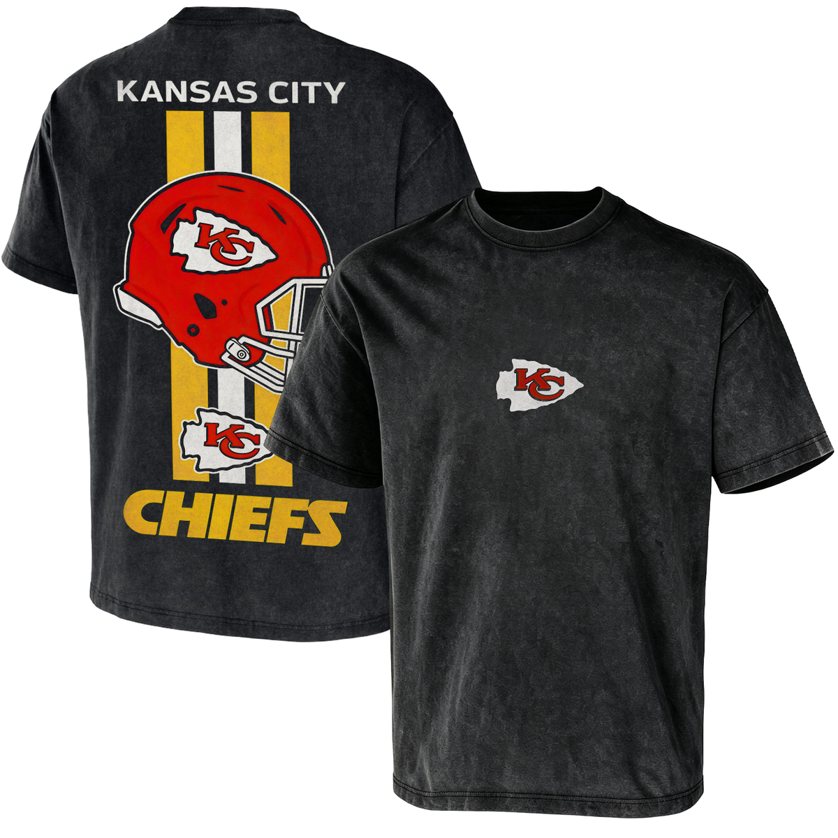 Kansas City Chiefs Helmet Logo Front Back Washed Tee