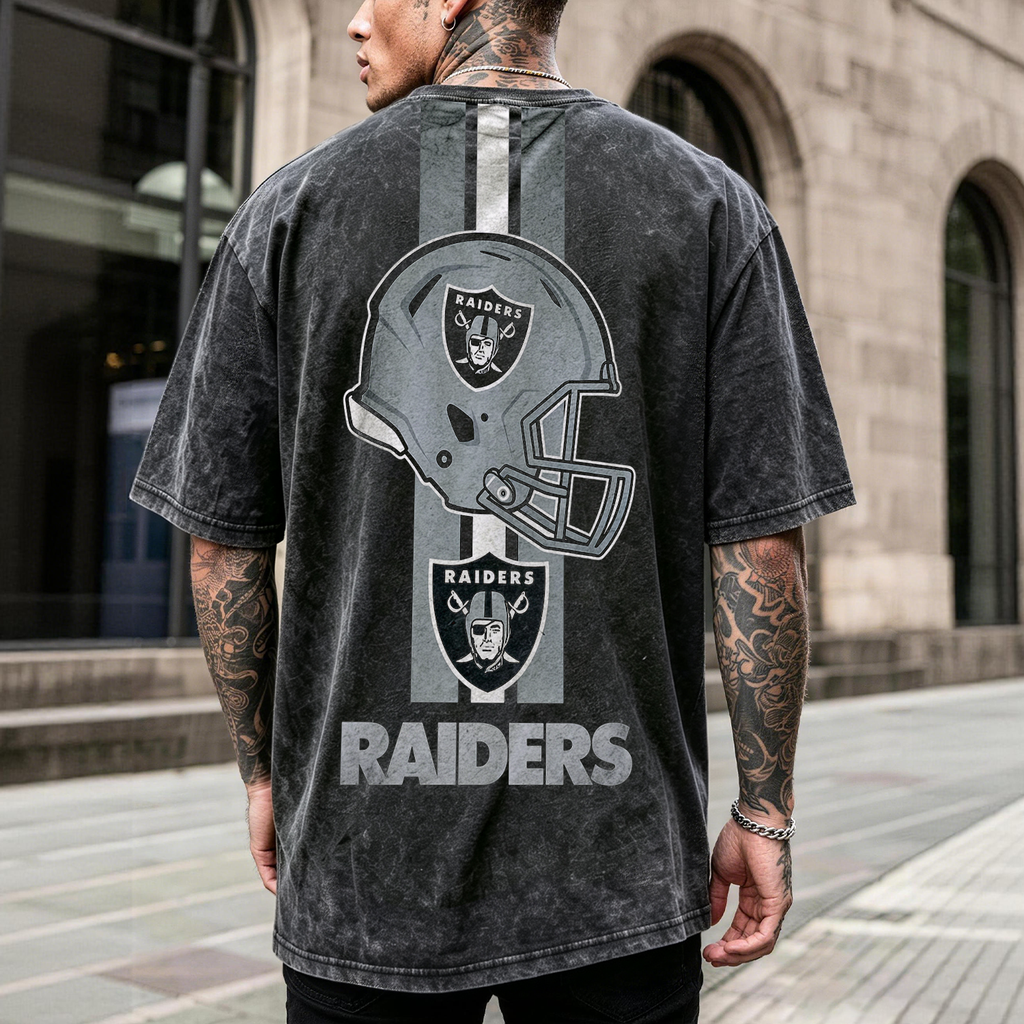 Las Vegas Raiders Helmet Graphic Front & Back Washed Tee