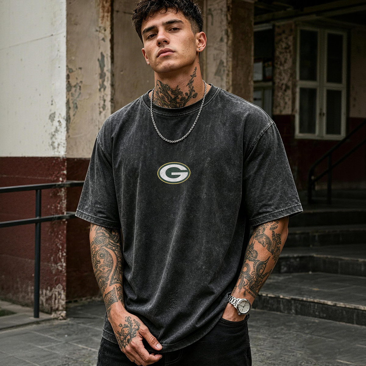 Green Bay Packers Football Fan Casual Washed Tee