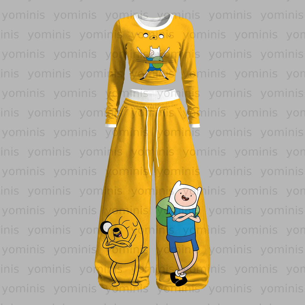 "Adventure Time" Long-sleeved double-layer stretch pants set