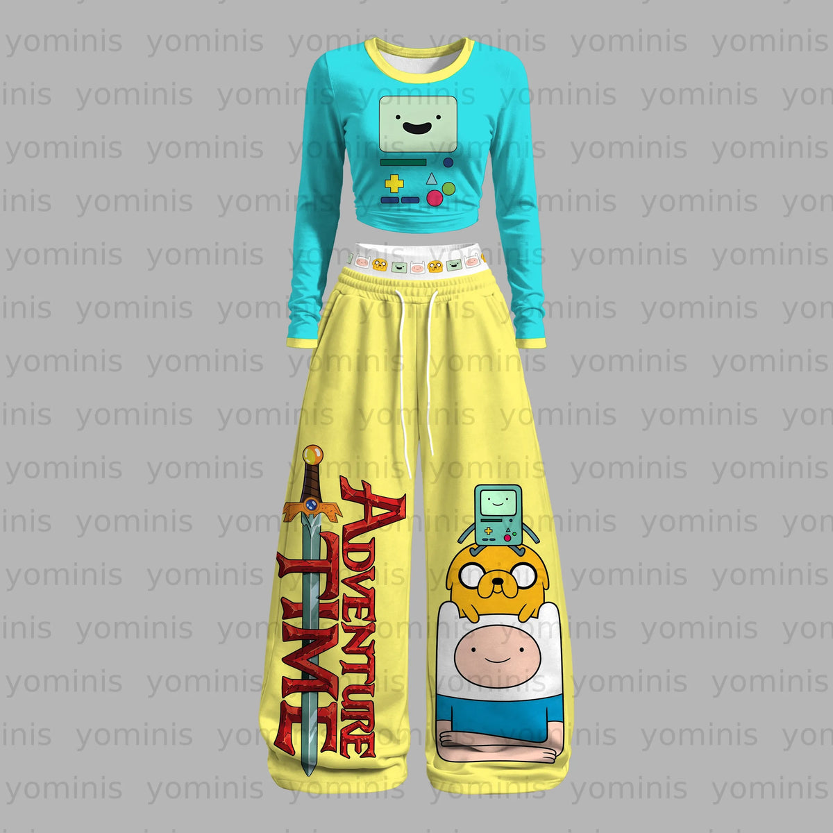 "Adventure Time" Long-sleeved double-layer stretch pants set