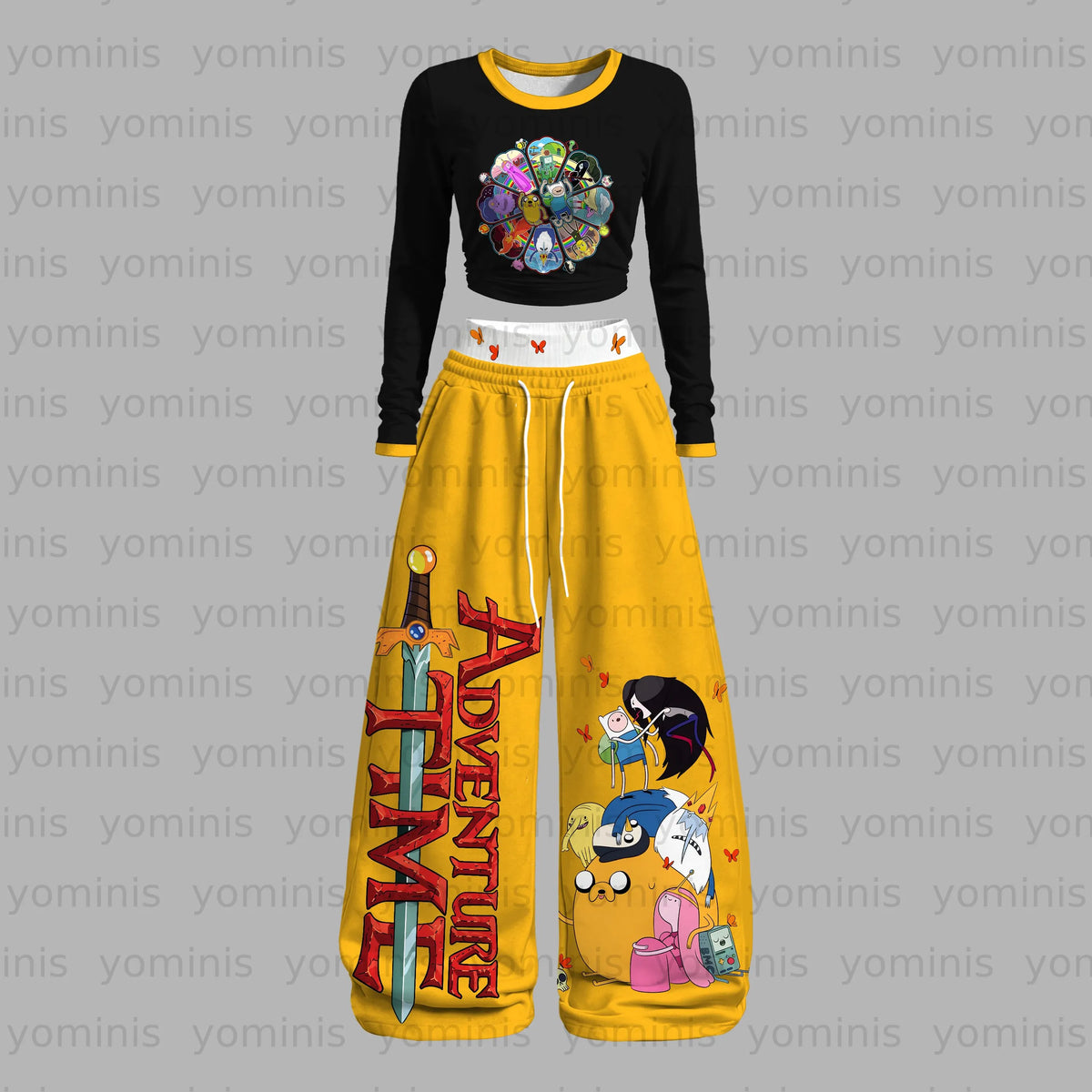 "Adventure Time" Long-sleeved double-layer stretch pants set Main image