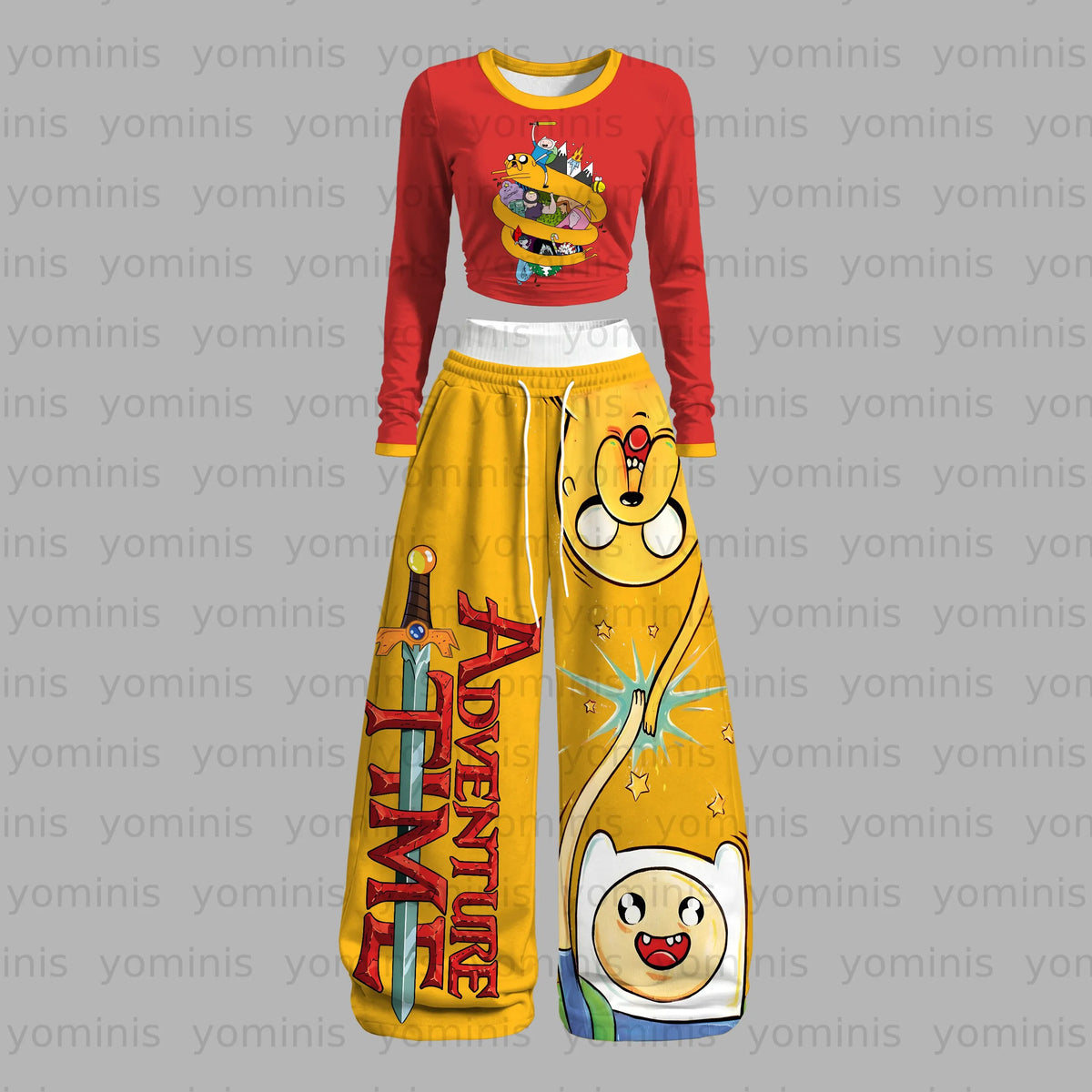 "Adventure Time" Long-sleeved double-layer stretch pants set