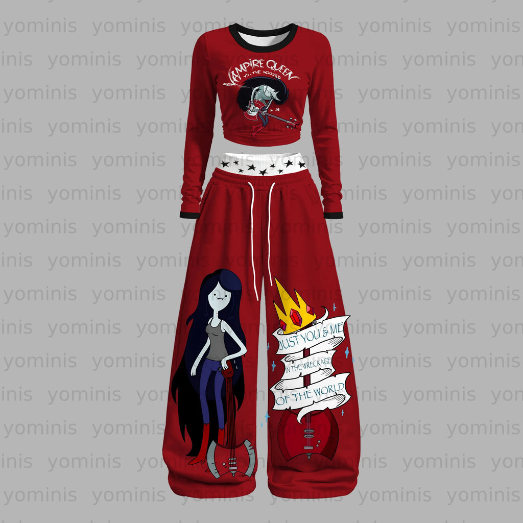 "Adventure Time" Long-sleeved double-layer stretch pants set