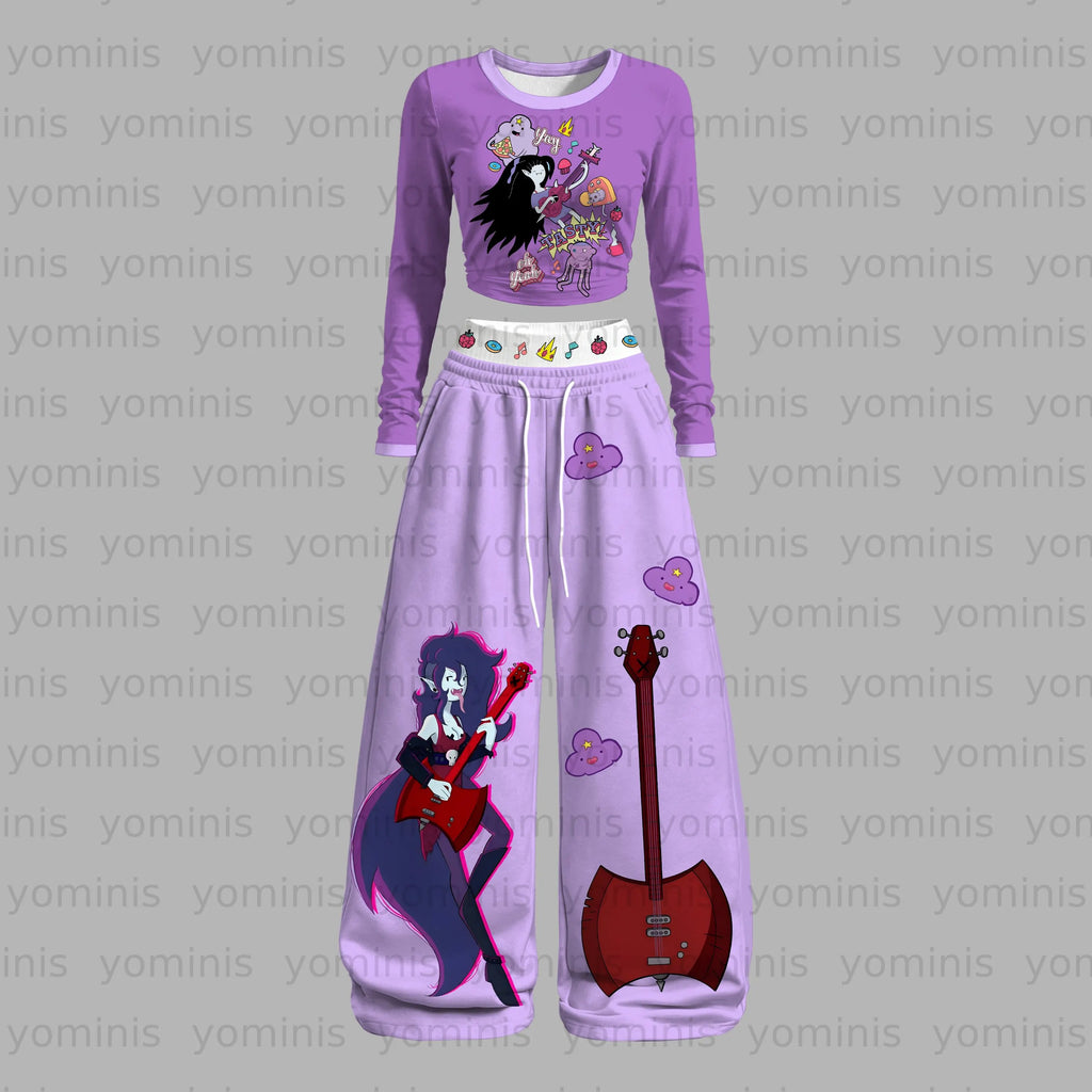 "Adventure Time" Long-sleeved double-layer stretch pants set